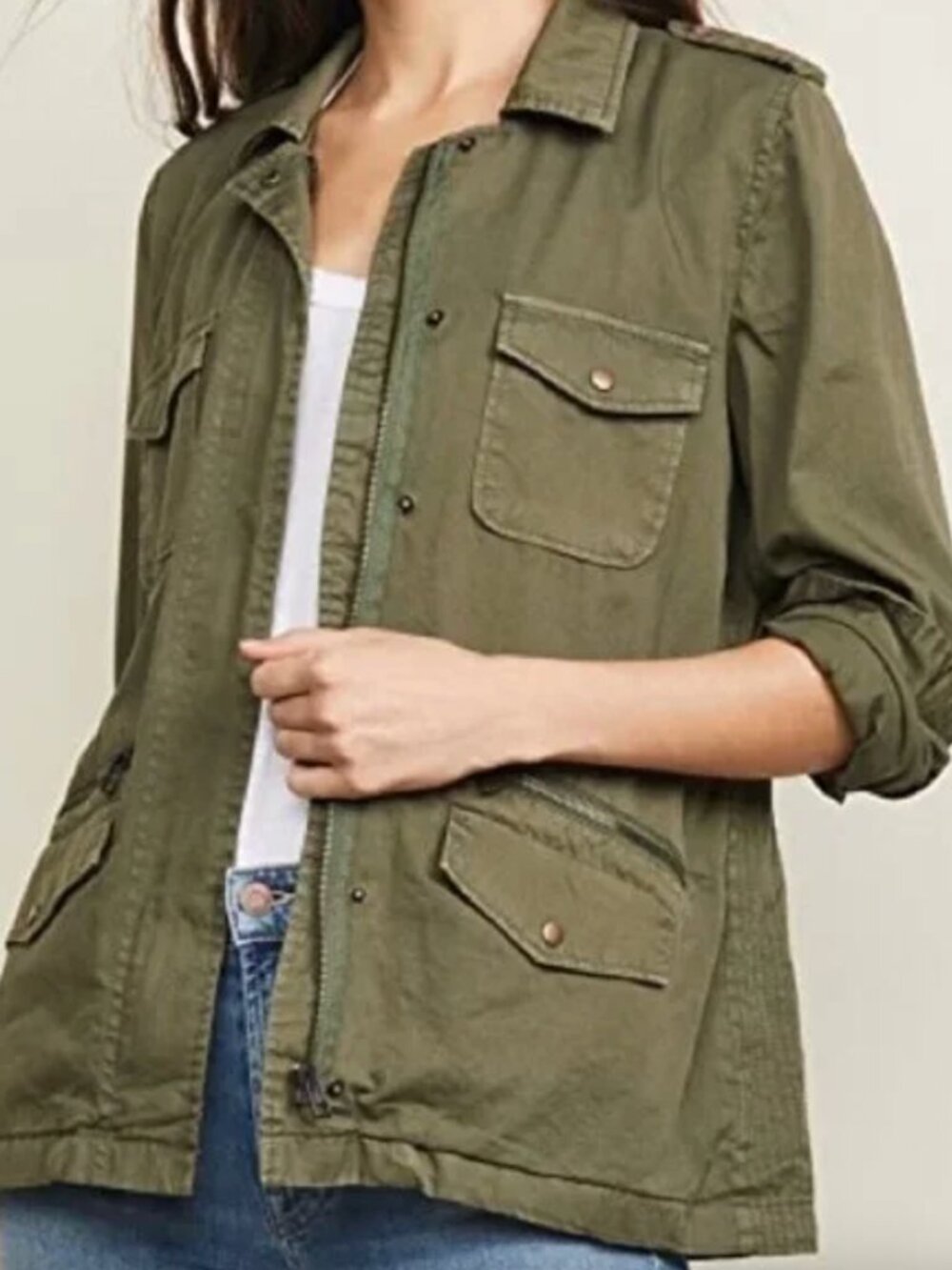 Lily Aldridge for Velvet Military Jacket Olive Army Green Size Medium